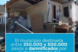 El municipio destinaría entre 350.000 y 500.000 pesos a damnificados por el deslizamiento del cerro Hermitte