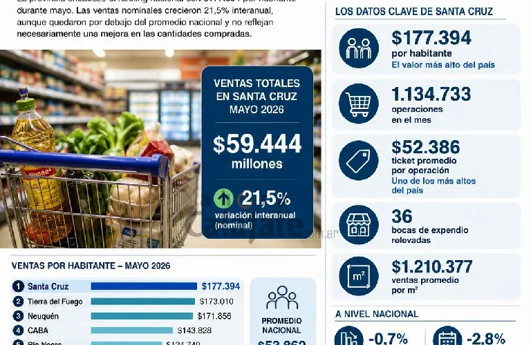 Santa Cruz tuvo el mayor gasto por habitante en supermercados