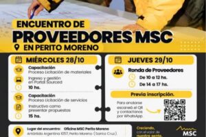 Minera Santa Cruz convoca a proveedores de Perito Moreno a capacitaciones y rondas de negocios