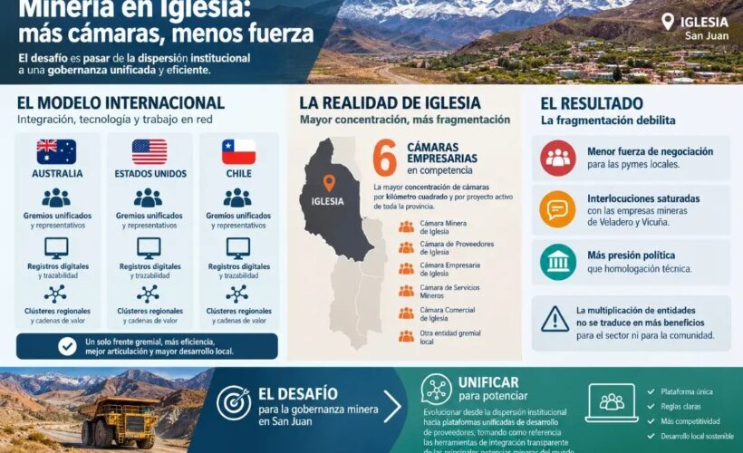 Paradójico récord minero: Un municipio sanjuanino cuenta con más cámaras empresarias que los principales clústeres de Chile, Australia y EE. UU.